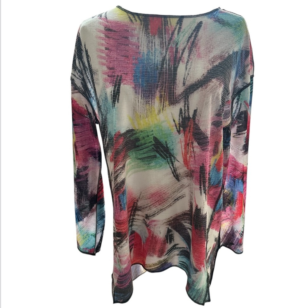 Trisha Tyler Women’s Oversized Long Sleeve Tunic Top Wearable Art Dopamine Small